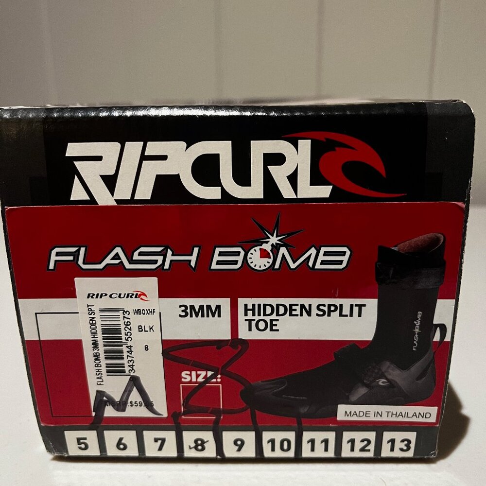 Rip Curl Flash Bomb Wetsuit Booties 3MM Hidden Split Toe, Sz. 8M